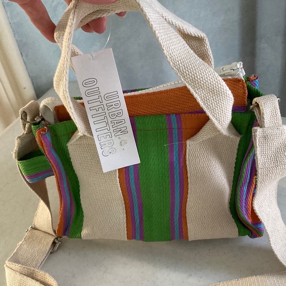 Urban Outfitters Green and Orange Striped Crossbody Bag - Picture 5 of 10